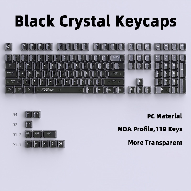 Black/white Crystal Keycaps PC โปร ่ งใส MDA Profile Keycap Custom Keycaps