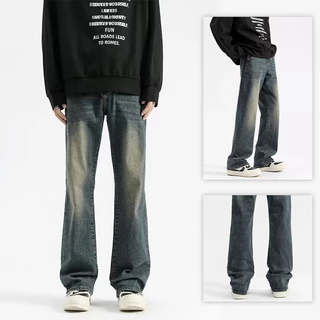 TSR.Men กางเกงยีนส์ผู้ชาย สไตล์เรโทร ยีนส์ขากระบอก ซักในน้ำ กางเกง baggy jeans เรียบง่าย สไตล์เกาหลี สะดวกสบาย การพักผ่อน มีคุณภาพดี แฟชั่น