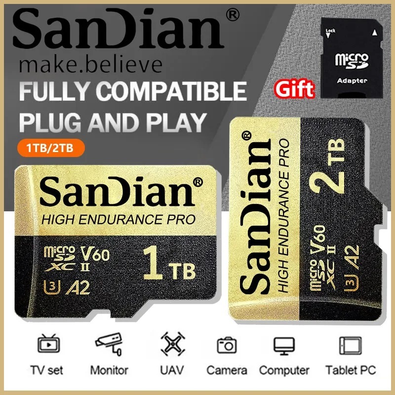 Sandian 1TB ความเร็วสูง Micro TF Sd การ์ด 1TB 2TB Flash Class 10 Original Sd การ์ด Micro Sd การ์ดหน่