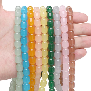 ลูกปัดแก้วทรงอินทผลัม 8x10mm 20 ชิ้น สำหรับ DIY งานเครื่องประดับทำสร้อยข้อมือและสร้อยคอ