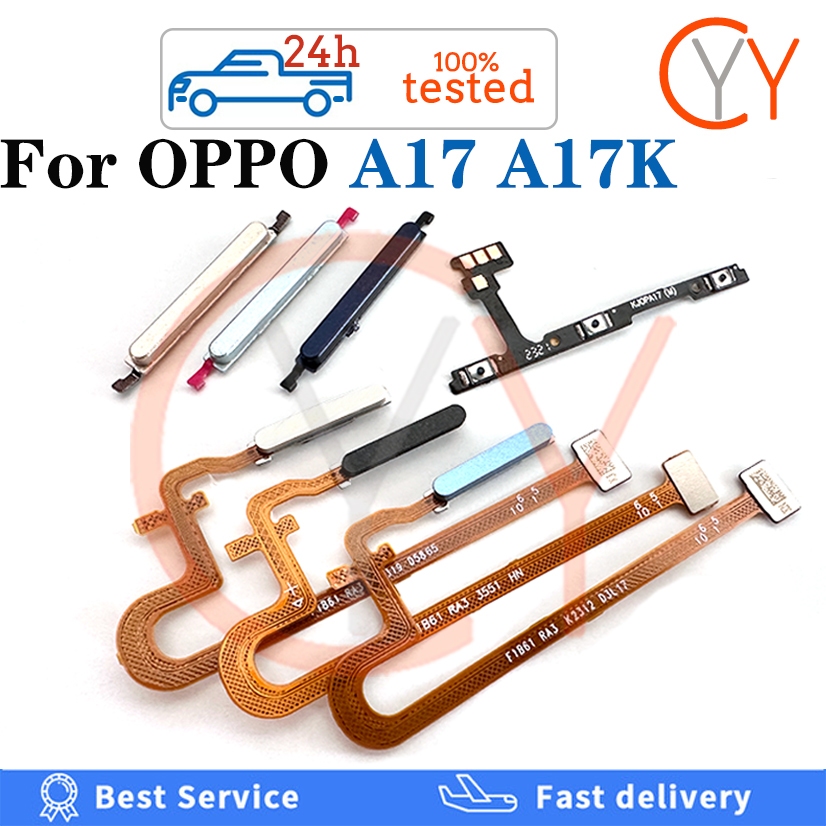 สําหรับ OPPO A17 A17K กลับปุ่ม Home สแกนลายนิ้วมือเซ็นเซอร์กลับปุ่มปรับระดับเสียงสวิตช์ไฟเปิดปุ่ม Flex Cable