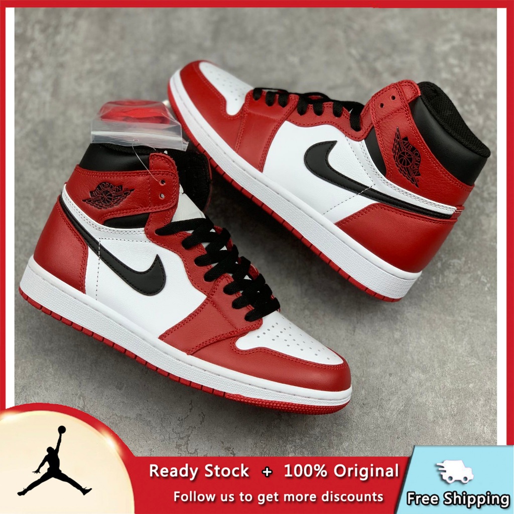 NK Air Jordan 1 Retro High OG Chicago AJ1 รองเท ้าวิ ่งผู ้ชายและผู ้หญิงรองเท ้ากีฬาพื ้นผิวฤดูใบไม ้ผลิ