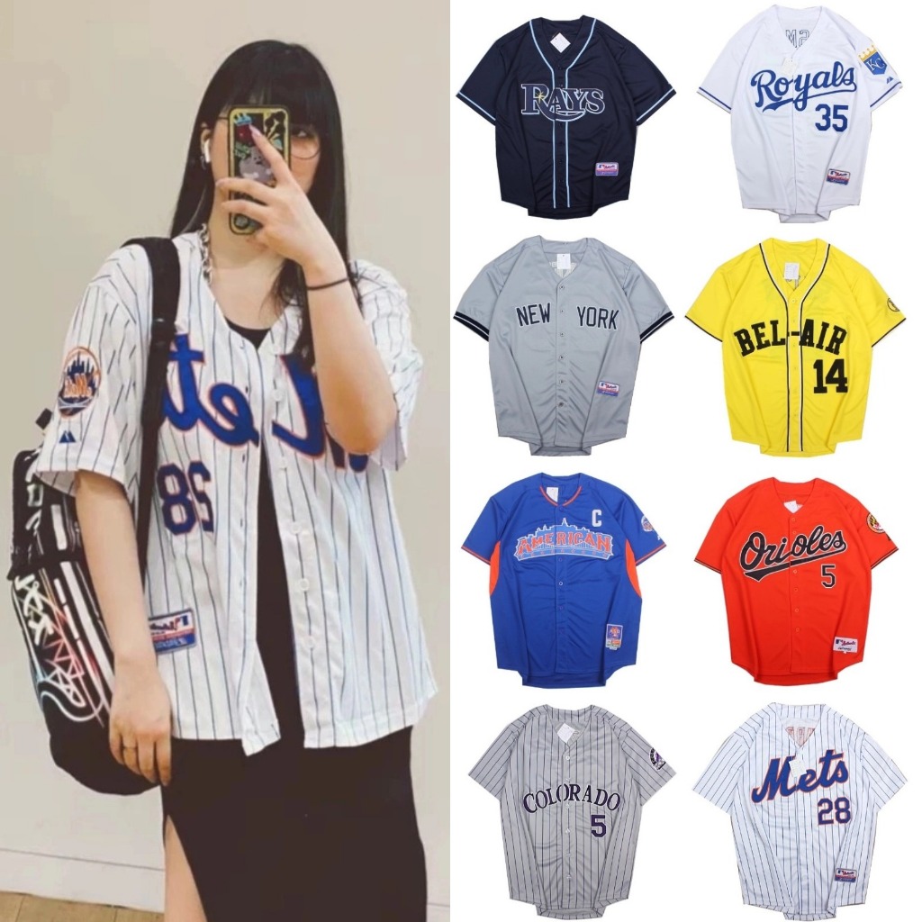 เสื้อเบสบอลแขนสั้น ไม่หก - เสื้อยืดเบสบอลสไตล์เกาหลีพิมพ์เสื้อยืดหลวมขนาดใหญ่เทรนด์สุดฮอต 2024