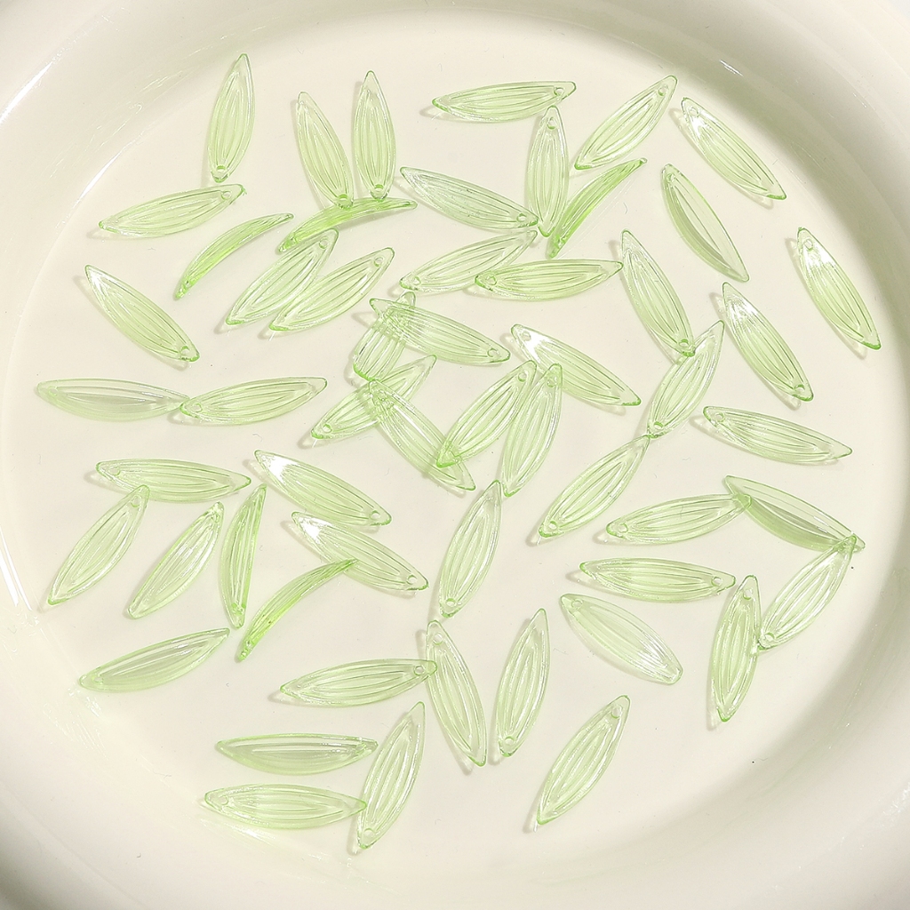 [23x6.5mm ] Diy Bamboo Leaf Accessories Dark Green/Light Green Bamboo Leaf Acrylic Leaf Fashion Jewelry Material