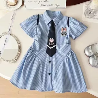 2024 สาวฤดูร้อนเสื้อชุดเด็กสบายๆ สถาบันการศึกษา สไตล์เสื้อผ้าเด็กวัยหัดเดินลายนักเรียนจบการศึกษาชุดการ์ตูน