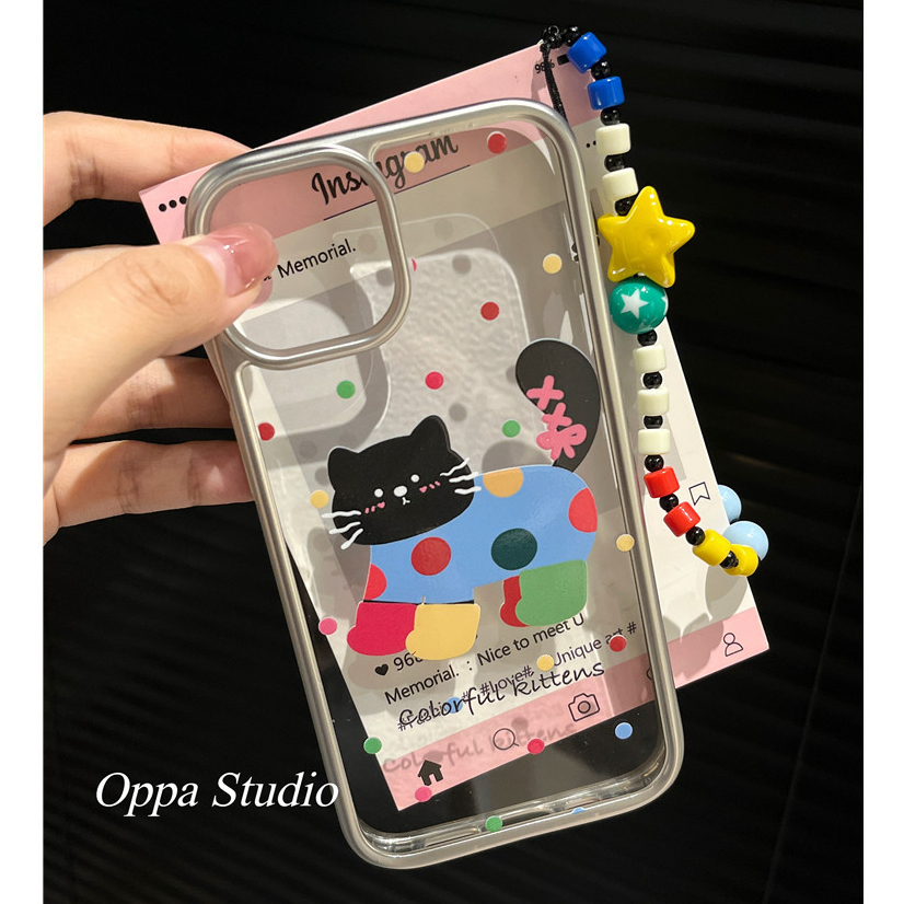 Huiwanju graffiti การ์ตูนแมว lanyard chain สําหรับ iphone15promax 14 โทรศัพท์มือถือกรณี 11 15pro โปร่งใสป้องกันกรณี 12 ซิลิโคน 13 น.หญิงอาวุโส