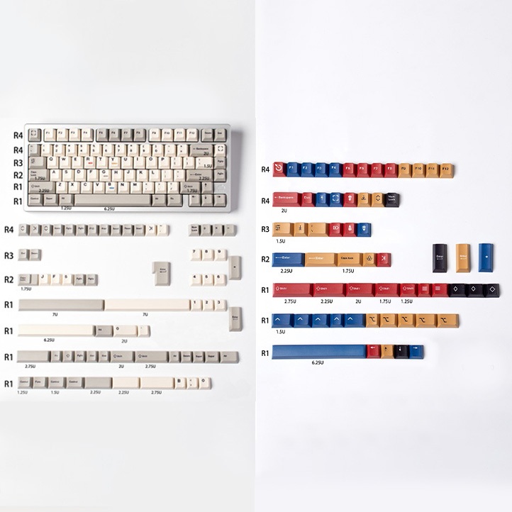 -LW- Retro Warm White Light PBT Keycaps CHERRY Profile คีย์บอร์ดเครื่องกลสกุลเงิน Keycaps