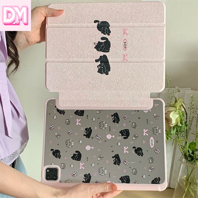 เคส iPad กระจก ความรู้สึกหรูหรา IPAD 10.2 รุ่น INS แมวดำริบบิ้น 2022/21 เคสป้องกันแท็บเล็ตแอปเปิ้ล ขาตั้ง iPad 789 รุ่น air 5 ร่องปากกา pro 11 นิ้ว รุ่นใหม่ 10th 10.9 เกาหลีญี่ปุ่น