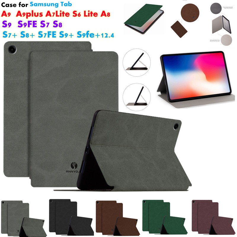 Samsung Galaxy Tab A9 A7Lite 8.7in A8 10.5 S10FE ซองหนังพลิก S6 Lite 10.4 P610 A9+ S7 S8 S9 11 S7 S8 Plus S7 FE 12.4 เคสป้องกัน