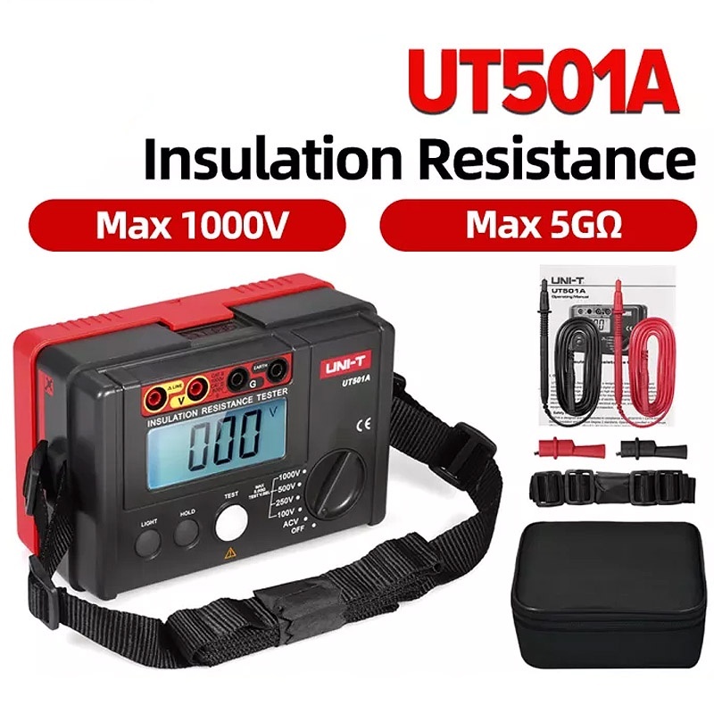 UNI-T UT501A 502aA Megohmmeter ดิจิตอล 1000V เครื่องทดสอบความต้านทานฉนวนเครื่องทดสอบความต้านทานฉนวน