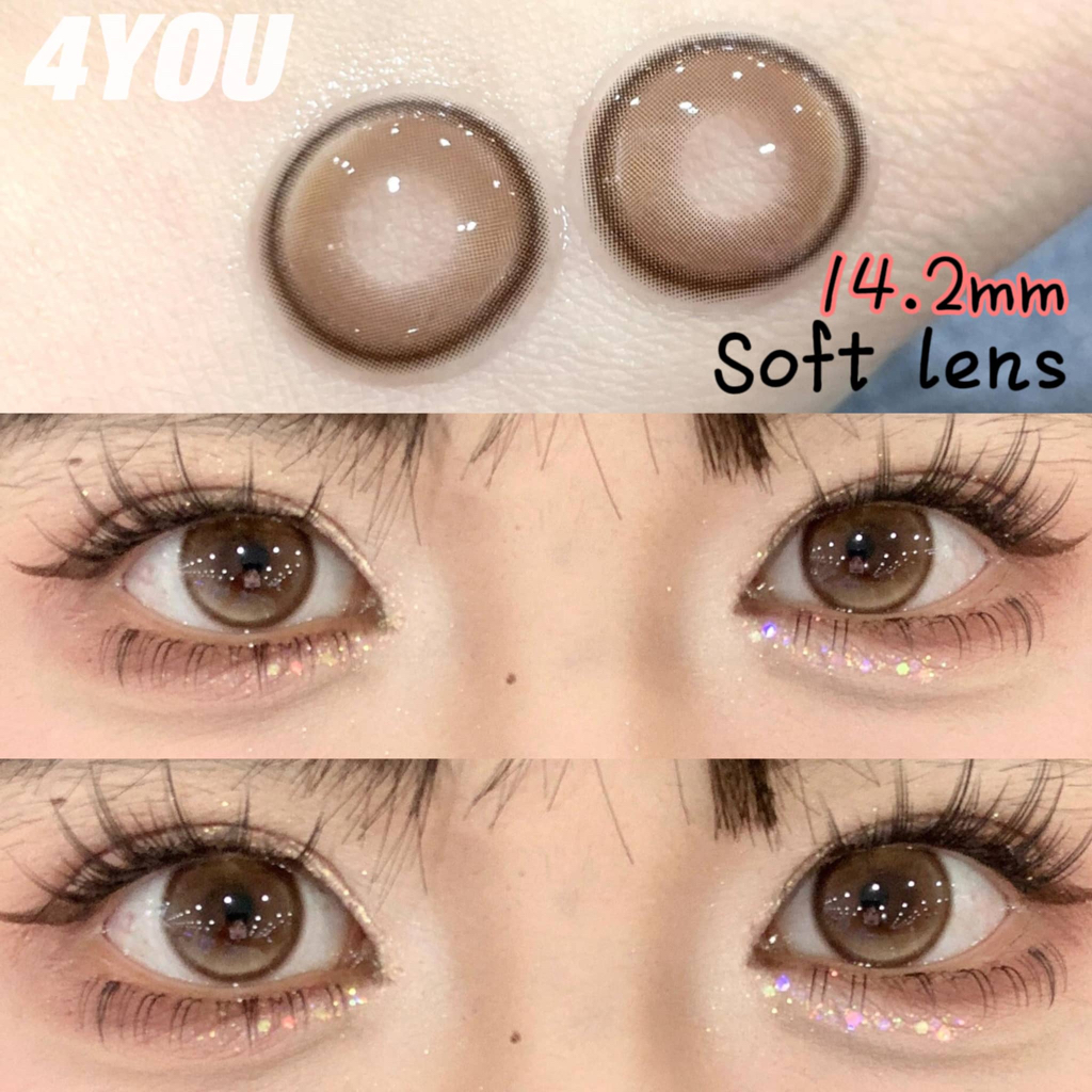 4you เกรดคอนแทคเลนส ์ สีสีน ้ ําตาลคอนแทคเลนส ์ ธรรมชาติพร ้ อมพลังงานใช ้ รายปี 14.2 มม .