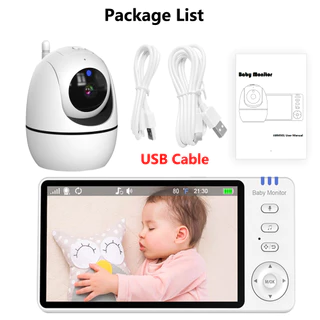 5 นิ้ววิดีโอ Baby Monitor 720P พร้อม Pan Tilt กล้องเฝ้าระวังสองทางเสียง Intercom Auto Night Vision หน้าจอ IPS Babe Nanny