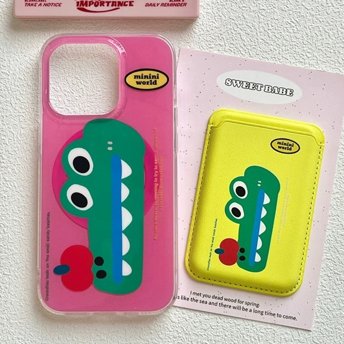 การ์ตูน Apple จระเข้หัวรูปแบบกระเป๋าสตางค์สําหรับ iPhone15pro 15promax 14 14promax 14pro soft case