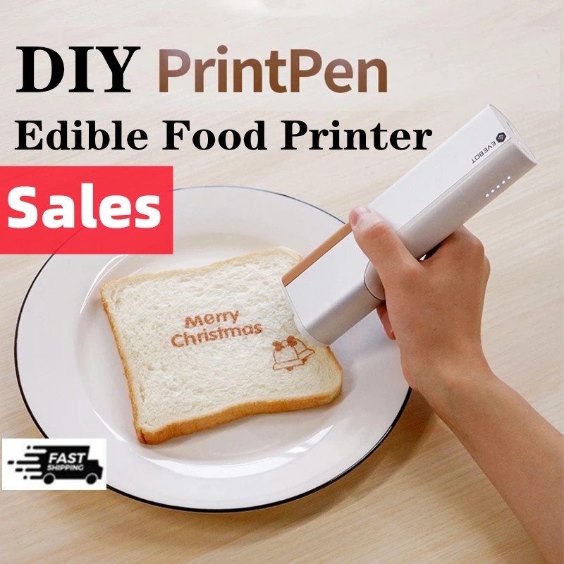 ใหม่ EVEBOT เครื่องพิมพ์ไร้สาย PrintPen กาแฟพิมพ์เครื่องพิมพ์อิงค์เจ็ทแบบพกพามือถือ DIY เครื่องอาหารกินได้ในเค้กขนมปัง