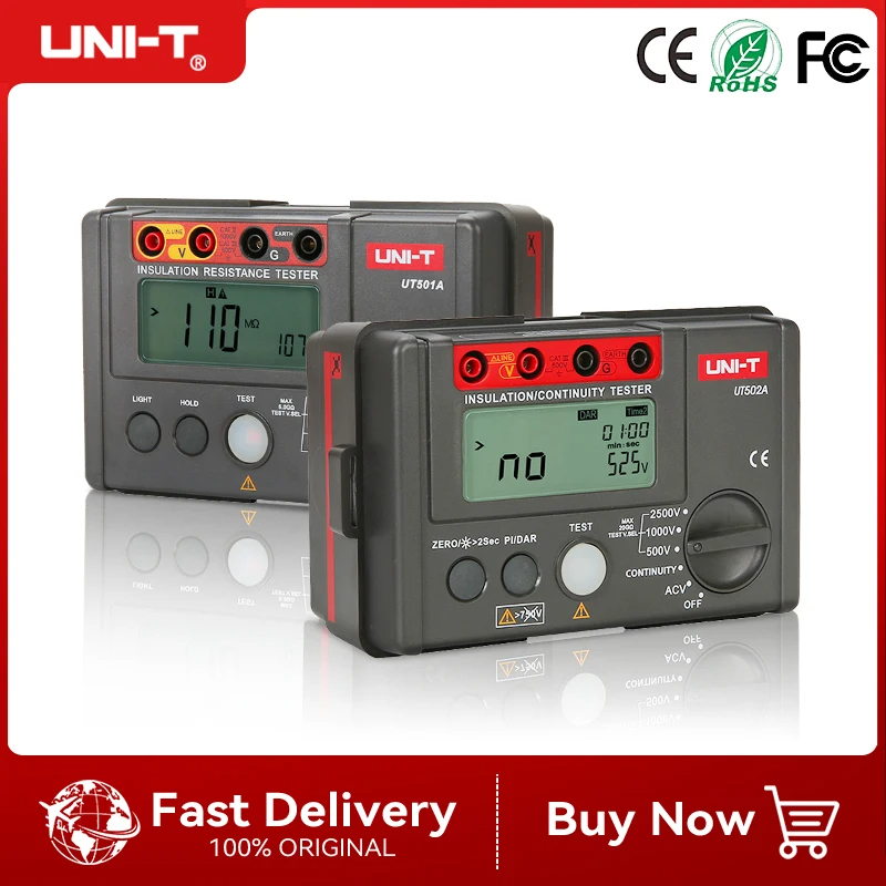 【 สต ๊ อกพร ้ อม 】 UNI-T UT501A 1000V เครื ่ องทดสอบความต ้ านทานฉนวนดิจิตอล Original UT501C UT502A