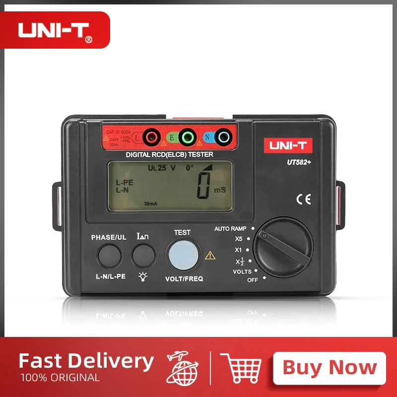 UNI-T One ปีรับประกันuni-t UT582+ Digital RCD Tester ELCB Tester AUTO RAMP Leakage Circuit Breaker M