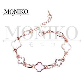 MONIKO สร้อยข้อมือโคลเวอร์สี่ใบ โรสโกลด์ สไตล์ประณีต กำไลข้อมือผู้หญิง