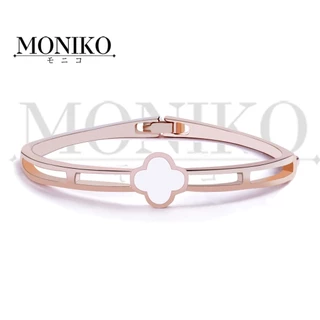 MONIKO สร้อยข้อมือโคลเวอร์สี่ใบ โรสโกลด์ สไตล์ประณีต กำไลข้อมือผู้หญิง