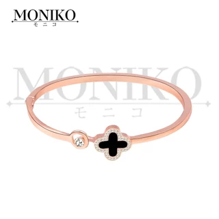 MONIKO สร้อยข้อมือโคลเวอร์สี่ใบ โรสโกลด์ สไตล์ประณีต กำไลข้อมือผู้หญิง