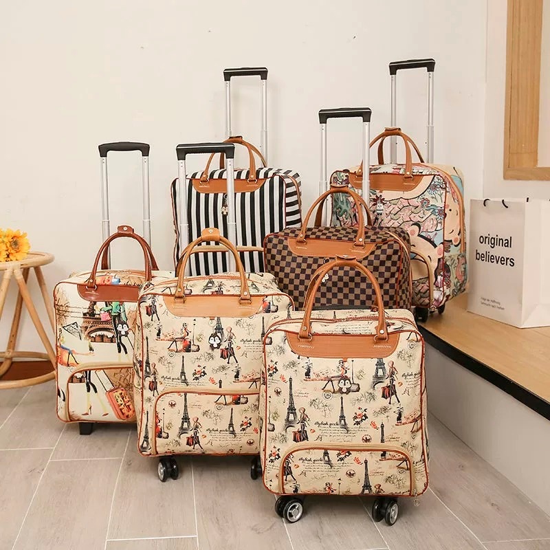 กระเป๋าเดินทางขึ้นเครื่องได้ 20นิ้ว พับเก็บได้ วัสดุหนัง PU น้ำหนักเบา ความจุขนาดใหญ่ กระเป๋าเดินทาง