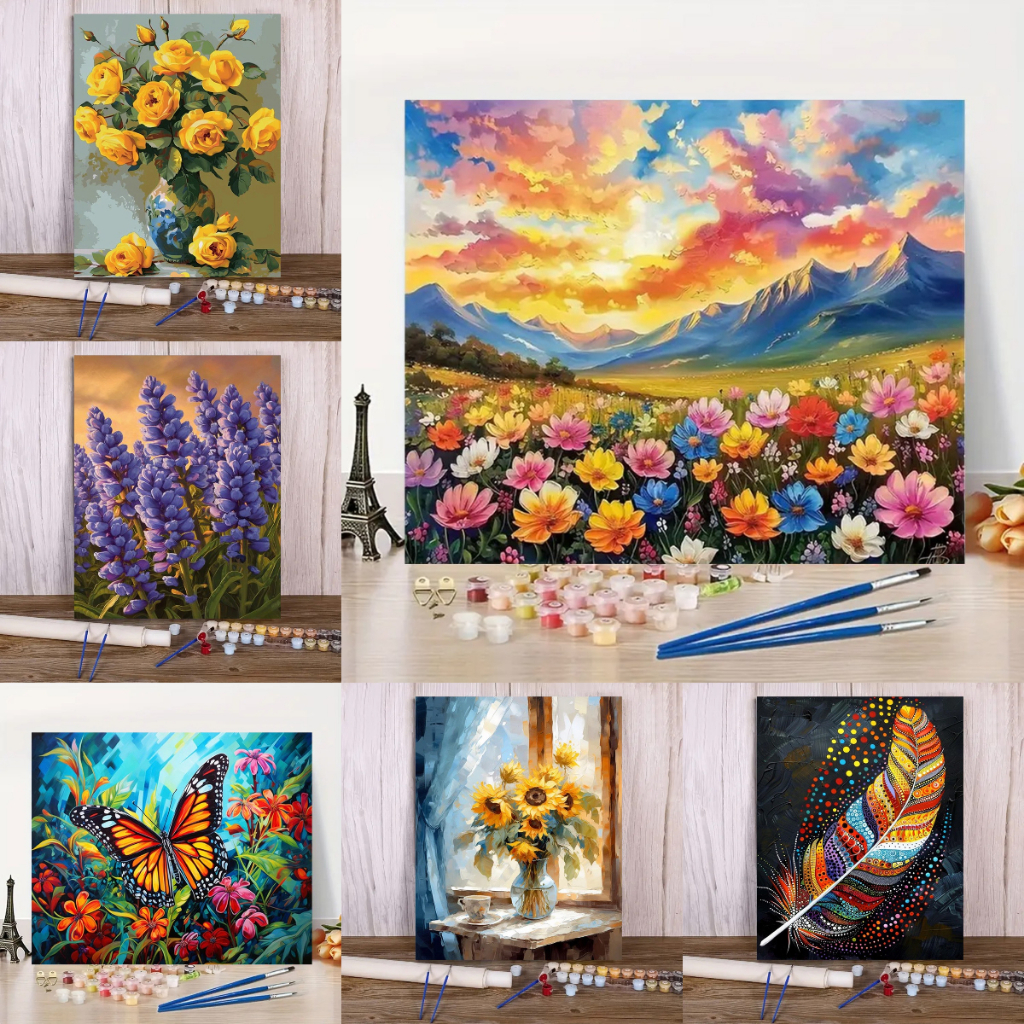 Drofe/ชุดระบายสีตามตัวเลข/สินค้าระบายสีตามตัวเลข/Paint by Number/ศิลปะระบายสีตามตัวเลข/ชุดระบายสี DIY/การระบายสีตามตัวเลข/ศิลปะการระบายสีตามตัวเลข/ชุดระบายสีสำหรับผู้ใหญ่/สินค้าการระบายสีตามตัวเลข/ระบายสีตามตัวเลข/ดอกไม้