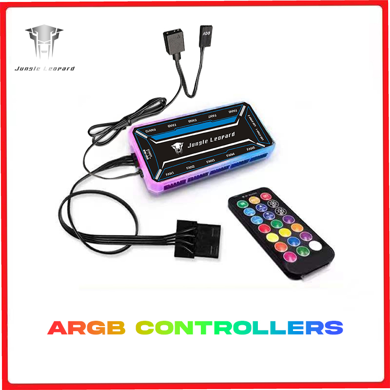 Jungle Leopard 6PIN พัดลม CPU RGB รีโมทคอนโทรล 10 พอร์ตพัดลม Hub