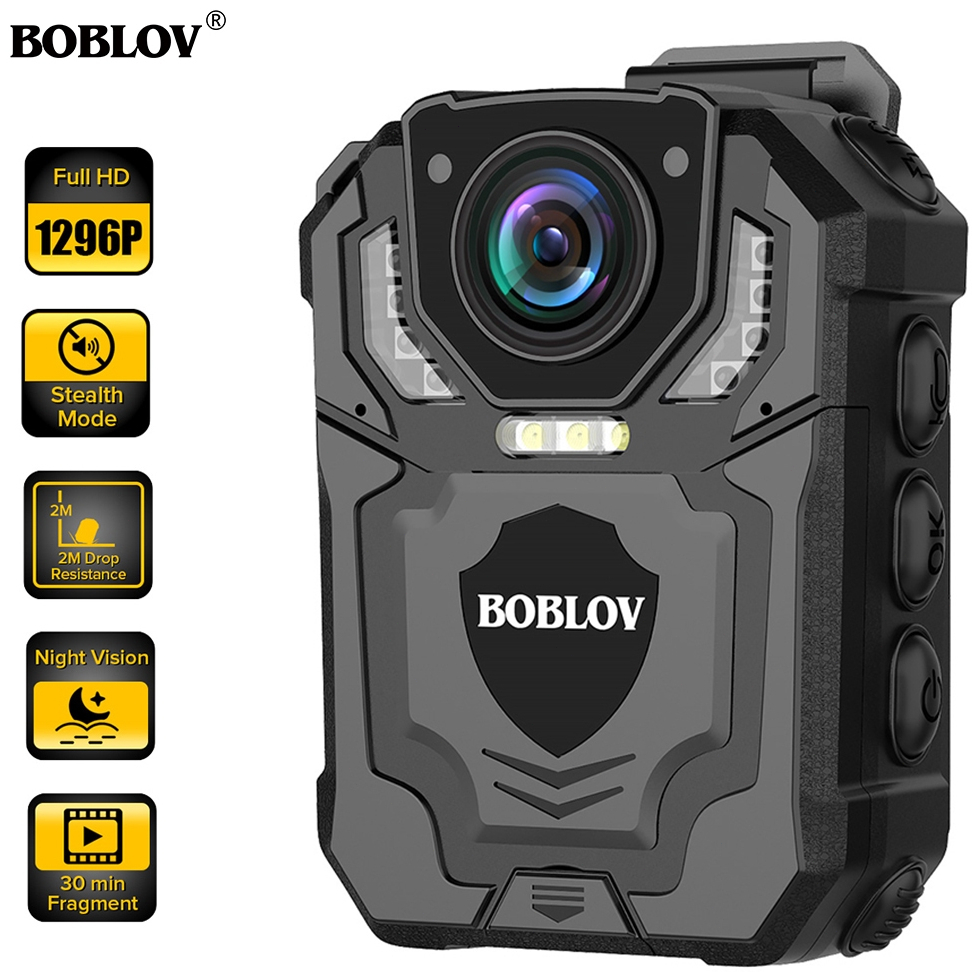 Boblov T5 HD 1296P กันน้ํากล้องตํารวจ Night Vision บันทึกเสียงกล้องวิดีโอ 140° รถจักรยานยนต์มุมกว้างองศา Dash Cam สําหรับ Vlogging