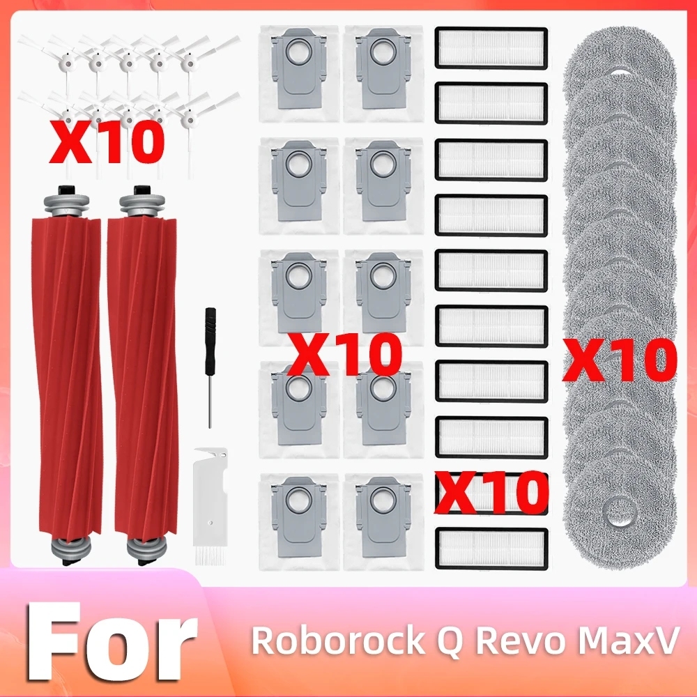 เหมาะสําหรับ Roborock Qrevo MaxV/P10 Pro Sweeping Robot วัสดุสิ้นเปลืองอุปกรณ์เสริมแปรงลูกกลิ้งแปรงขอบกรองซับถุงเก็บฝุ่น