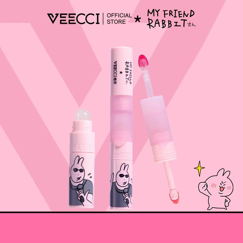 VEECCI x MY FRIEND RABBIT ลิปกลอส กลอส เคลือบ 3 in 1 กับ แปรงทาปาก ถ้วยไม่ติด ลิปติดทน4g
