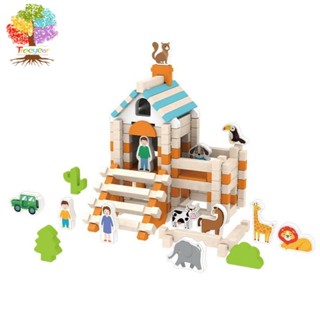 บล็อกตัวต่อไม้ของเล่นซ้อนสําหรับเด็กวัยหัดเดิน, ไม้แผน ลําต้…