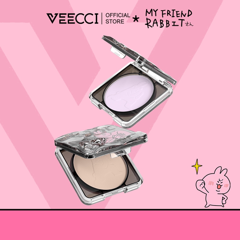 VEECCI x MY FRIEND RABBIT แป้งอัดแข็ง แต่งหน้า คุมมัน เคลือบ ล่องหน รูขุมขน กันน้ำ ติดทน แป้ง 7g