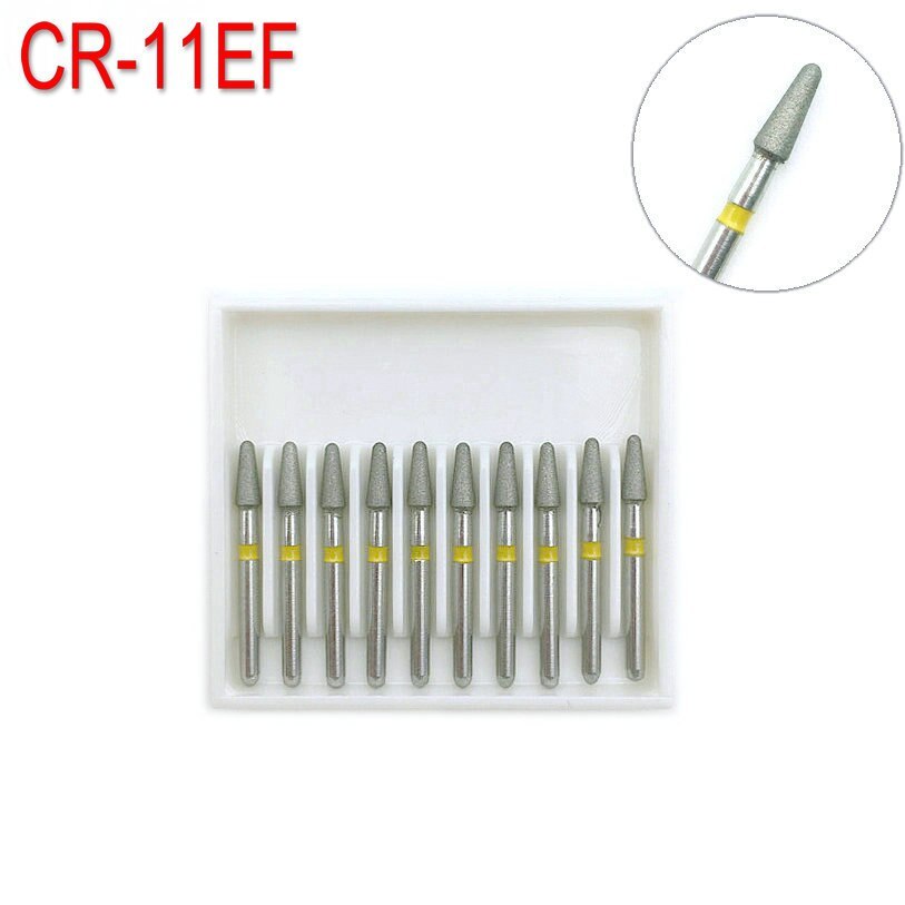 ประเภท CR-11F Power เครื ่ องมือเจาะ Bits 10pcs ทันตกรรมเพชร FG 1.6 มม.ความเร ็ วสูง Burs สําหรับขัด Smoothing ทันตกรรมวัสดุ