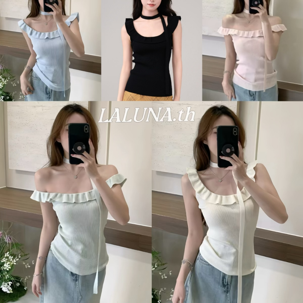 LLN ไทยส่ง ยืดถักผู้หญิงด้านบนแขนกุดออกแบบแฟชั่นเสื้อกั๊ก