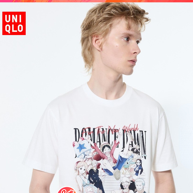 Uniqlo ผู้ชายและผู้หญิงคู่ UT ONE PIECE 25th พิมพ์เสื้อยืดแขนสั้น 24 ใหม่ 473493