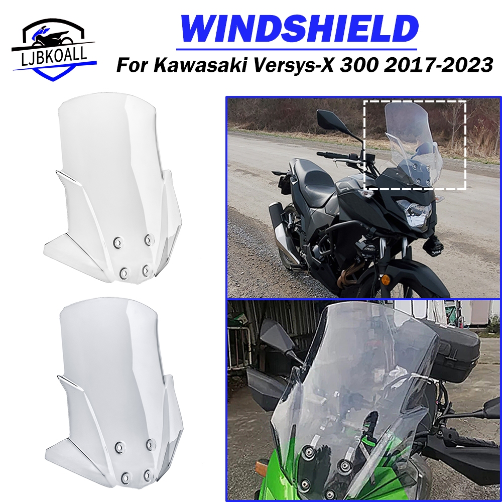 Ljbkoall VERSYS-X300 แผ่นเบี่ยงลมกระจกหน้ารถจักรยานยนต์ สําหรับ Kawasaki VERSYS X-300 VERSYS-X 300 2017-2023 2022 2021 2020 19