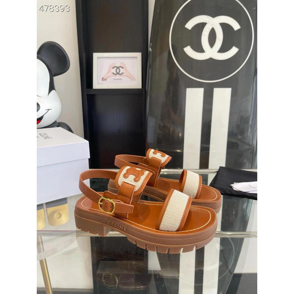 รองเท้าแตะ CLEA TRIOMPHE ใน CALFSKIN - VEGETAL TANNING TAN ไม่มีกล่อง