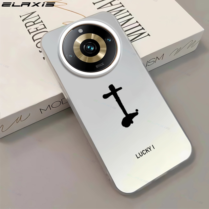 Elaxis สําหรับ Realme 11 Pro/Realme 11 Pro + เคสโทรศัพท์ Creative Lucky ตัวอักษรโปร่งแสงเงินเลเซอร์ออกแบบกันกระแทก Hard TPU ฝาหลัง ES005
