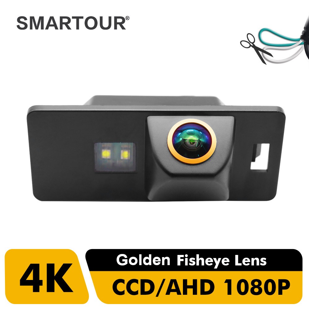 180 องศา AHD 1920x1080P เลนส์ Fisheye กล้องมองหลังสําหรับ Audi TT/TTS 8J/Q5 8R/A4 A1 B8 RS5 Q3 A8 Q7