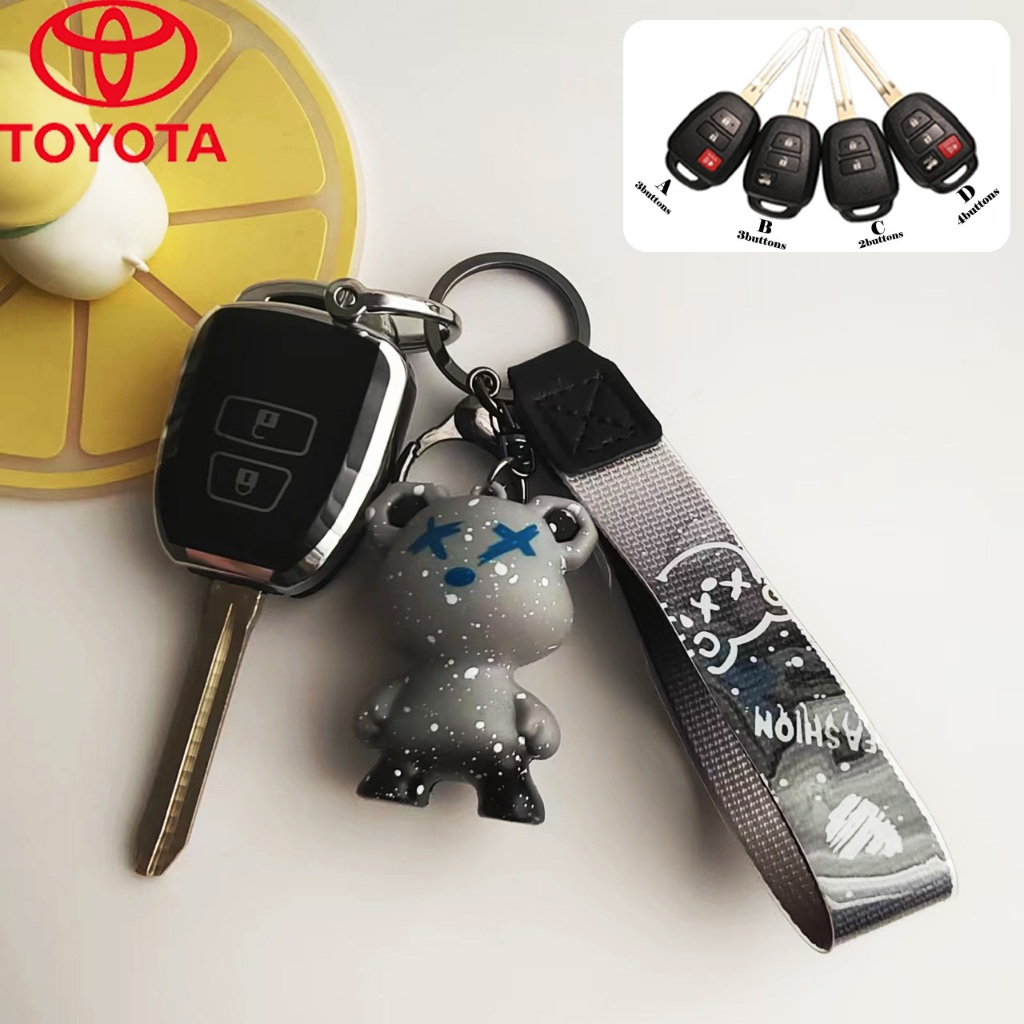 ฝาครอบกุญแจรถโตโยต ้ า 2/3/4ปุ ่ มเหมาะสําหรับVios/Yaris/Commuter/พวงกุญแจหมีAtiv
