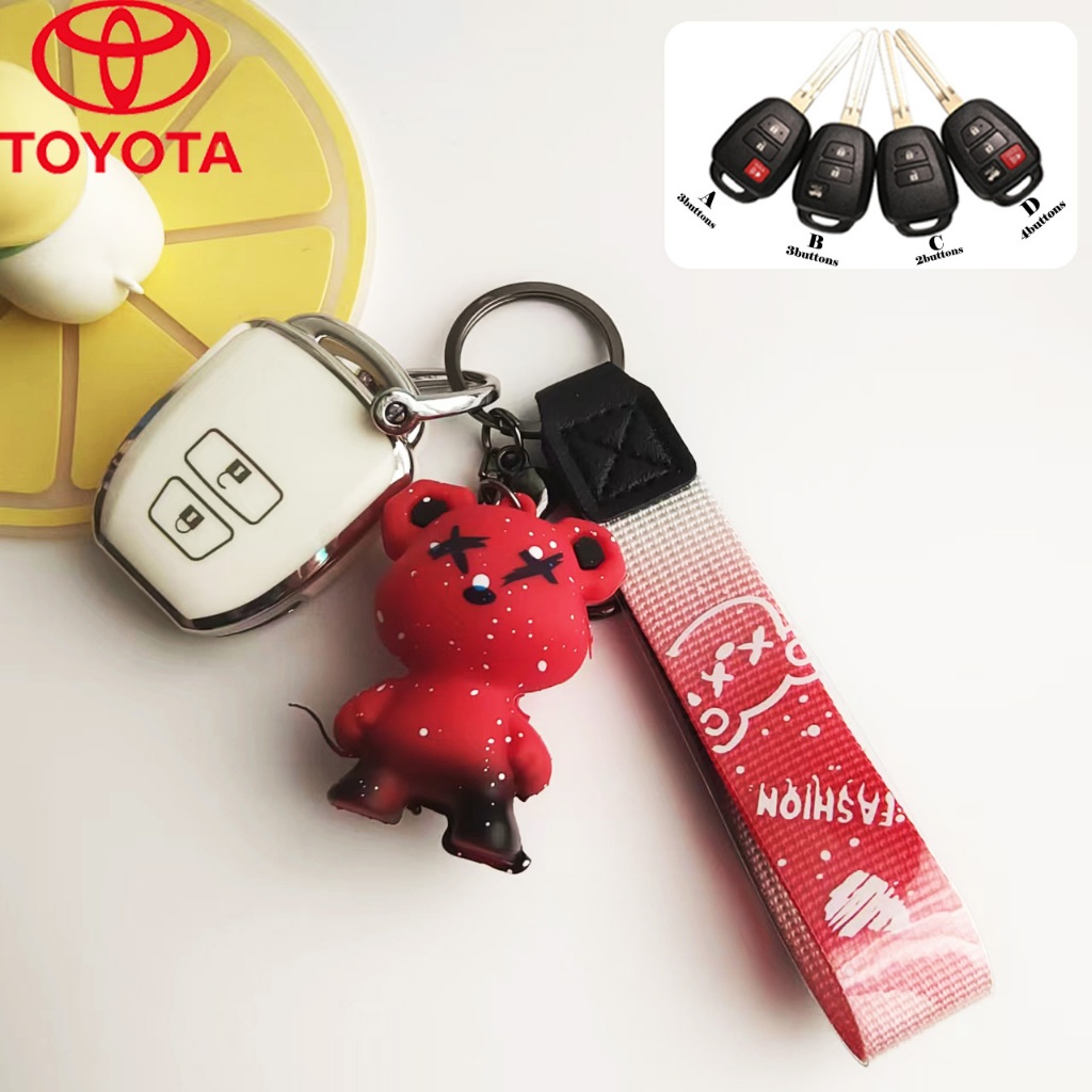 ฝาครอบกุญแจรถโตโยต ้ า 2/3/4ปุ ่ มเหมาะสําหรับVios/Yaris/Commuter/พวงกุญแจหมีAtiv - รูปที่ 5
