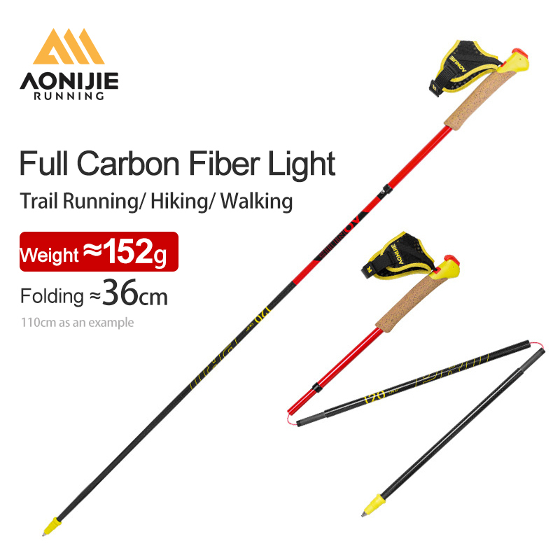 2 ชิ้น AONIJIE E4212 คาร์บอนไฟเบอร์ Trekking Poles พับ Trail Running เดินป่าระบบ Quick Lock