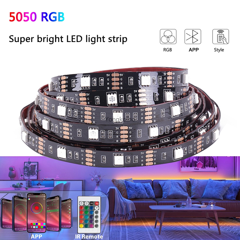 ไฟ LED Strip 5M RGB 5050 SMD ริบบิ้นแบบยืดหยุ่นกันน้ํา RGB ไฟ LED USB 5V เทปไดโอดทีวี PC Backlights