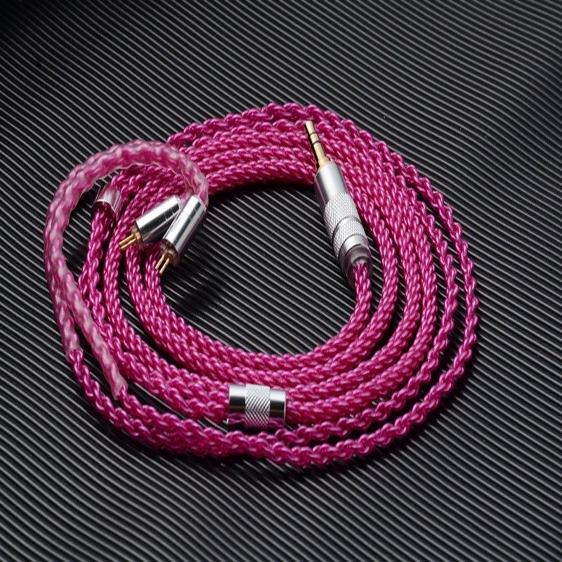 8 Strand 152 Core Braided Silver Plated หูฟังอัพเกรดสาย MMCX 2Pin หูฟังสีชมพูลวดสีฟ้า