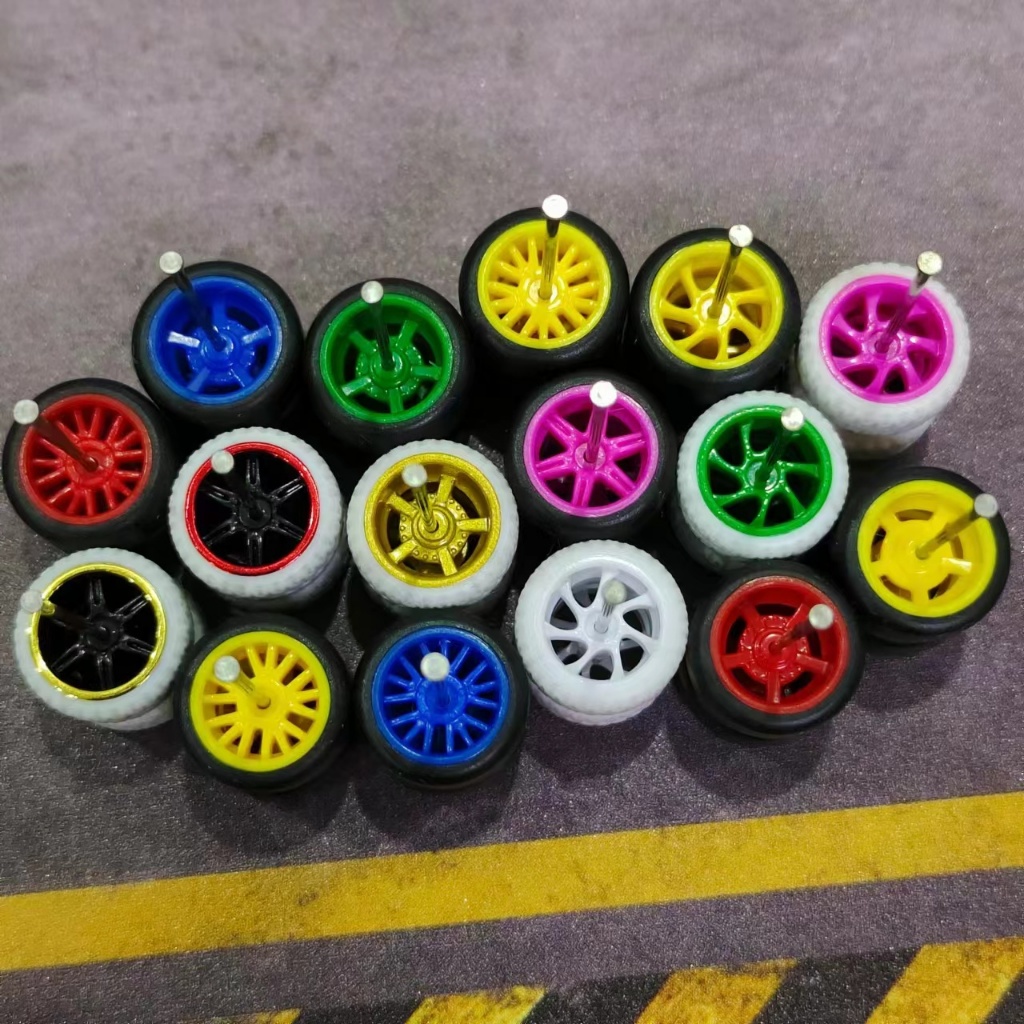 1/64 รถล้อแม็กล้อ10.7มิลลิเมตรสีขาวยางที่มีสีสันล้อสําหรับ1:64มินิของเล่นรถรุ่นล้อร้อน/กล่องจับคู่/โดมก้า/ทอม