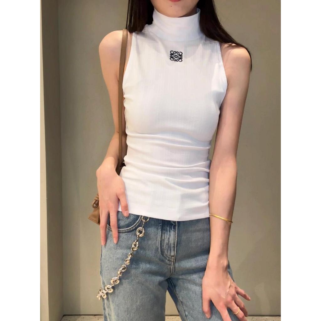 2024 LO *WE ใหม ่ ผู ้ หญิงคอสูง VEST ในผ ้ าฝ ้ าย