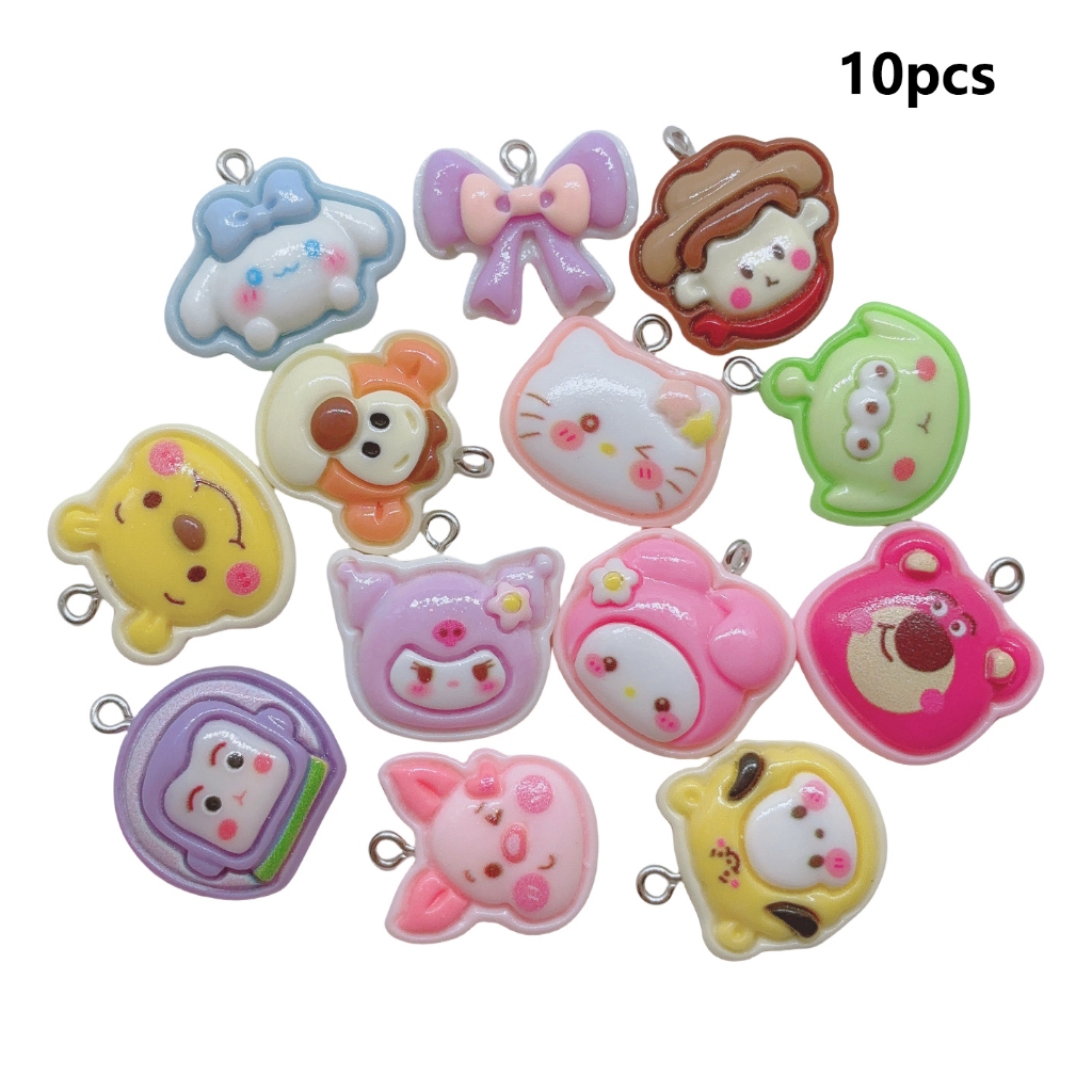 10pcs การ ์ ตูนหมูแมวเรซิ ่ น Charms หมีรูปร ่ าง Charms จี ้ พวงกุญแจเครื ่ องประดับทําผลการค ้ นหา
