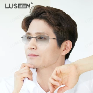 LUSEEN แว่นตากันรังสีเปลี่ยนสี ป้องกันแสงสีฟ้า ไร้กรอบ สำหรับผู้ชายและผู้หญิง ทรงเหลี่ยมวินเทจ แว่นตากันแดด AG2239
