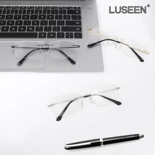 LUSEEN แว่นตากันรังสีเปลี่ยนสี ป้องกันแสงสีฟ้า ไร้กรอบ สำหรับผู้ชายและผู้หญิง ทรงเหลี่ยมวินเทจ แว่นตากันแดด AG2239