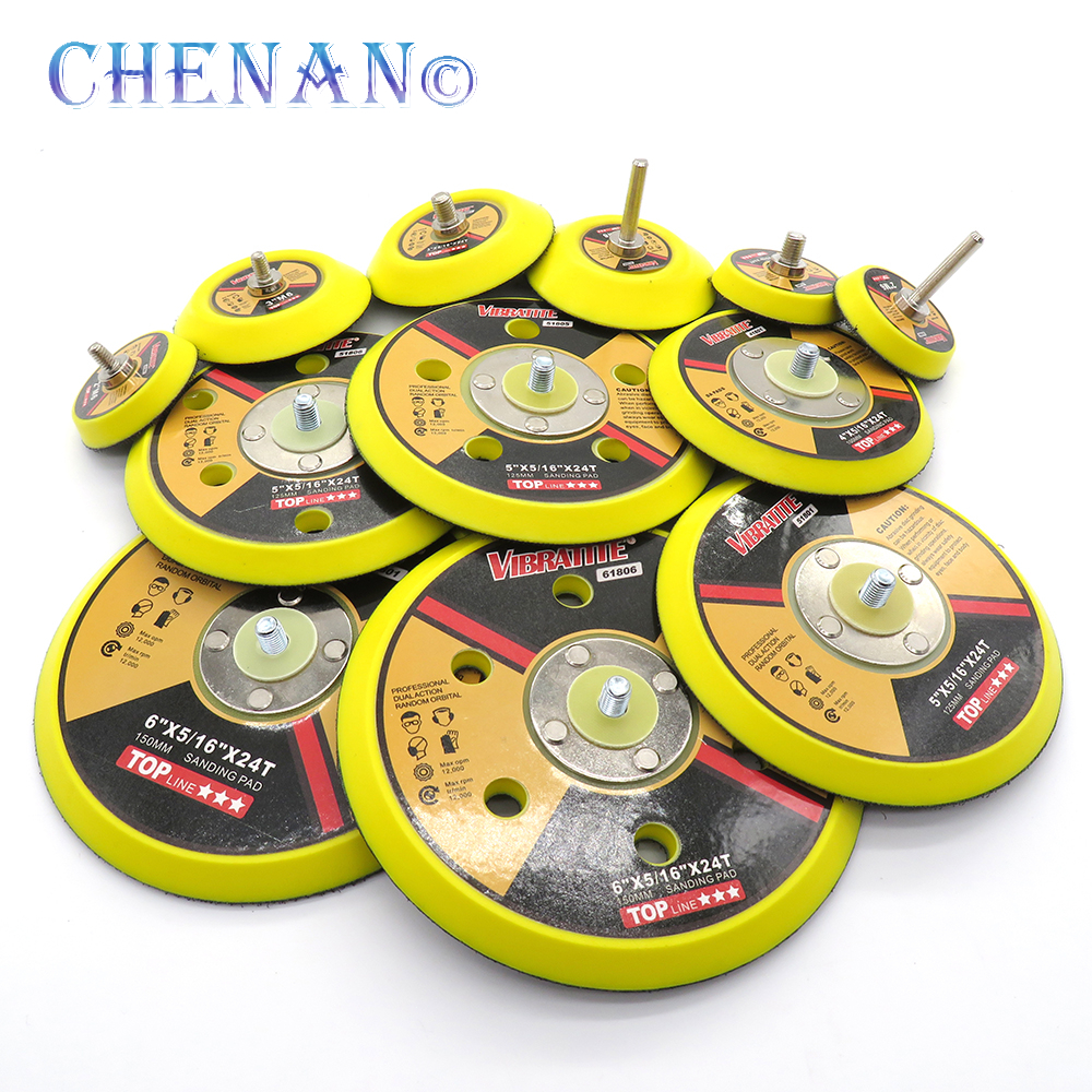 Vibratite Backing Pad Hook Loop M6 M8 ด้ายสําหรับแผ่นขัด Air Sander 2" 3" 4" 5" 6" abralon เครื่องบดขัดแผ่นมุม