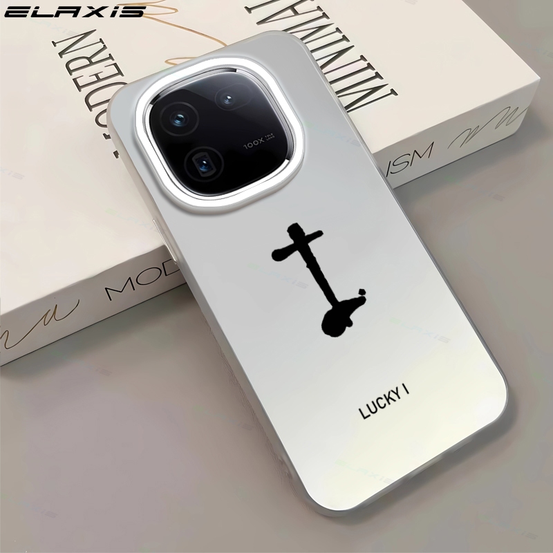 Elaxis ปลอกสําหรับ VIVO IQOO 12 5G เคสโทรศัพท์ Creative Lucky ตัวอักษรโปร่งแสงเงินเลเซอร์ออกแบบกันกระแทก Hard TPU ฝาหลัง ES005